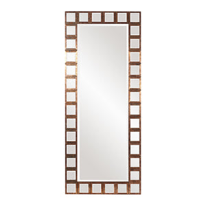 Howard Elliott Magnus Oversized Rectangular Mirror With Copper Trim, Beveled Edges - Perfect Wall Focal Point! Brown Copper ,Wood 37146-howard-elliott