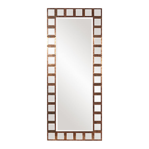 Howard Elliott Magnus Oversized Rectangular Mirror With Copper Trim, Beveled Edges - Perfect Wall Focal Point! Brown Copper ,Wood 37146-howard-elliott