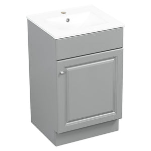 English Elm [video] 20 Inch Freestanding Bathroom Vanity with Ceramic Sink Soft Close Cabinet Gray N759P237946E