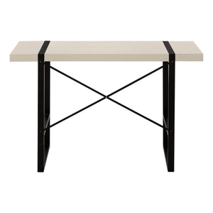English Elm Computer Desk: Sleek 48" Contemporary Workstation With Beige Laminate & Black Metal Frame For Home Office B2710P219881