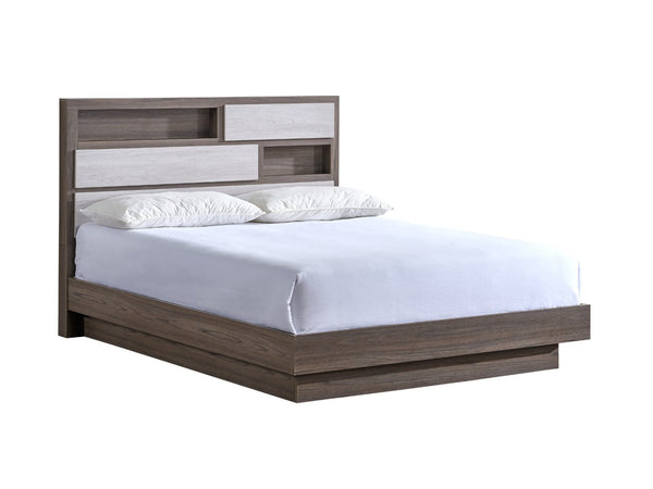 English Elm Aberdeen King Panel Bed Tall Headboard Gray Oak Finish Contemporary Bedroom Frame B078S00713