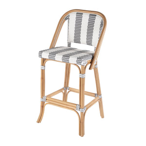 Butler Specialty Lila Rattan Bar Stool With Backrest And Footrest - Elegant Mediterranean Style For Home Or Patio Gray,White Rattan,Polyurethane Synthetic (Pe) Rattan 3715144-butler