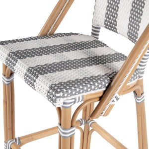 Butler Specialty Lila Rattan Bar Stool With Backrest And Footrest - Elegant Mediterranean Style For Home Or Patio Gray,White Rattan,Polyurethane Synthetic (Pe) Rattan 3715144-butler