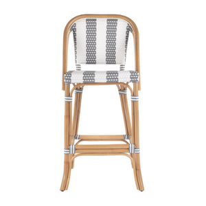 Butler Specialty Lila Rattan Bar Stool With Backrest And Footrest - Elegant Mediterranean Style For Home Or Patio Gray,White Rattan,Polyurethane Synthetic (Pe) Rattan 3715144-butler