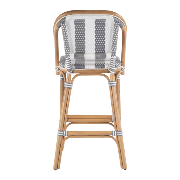 Butler Specialty Lila Rattan Bar Stool With Backrest And Footrest - Elegant Mediterranean Style For Home Or Patio Gray,White Rattan,Polyurethane Synthetic (Pe) Rattan 3715144-butler
