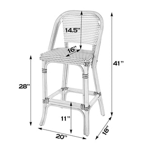 Butler Specialty Lila Rattan Bar Stool With Backrest And Footrest - Elegant Mediterranean Style For Home Or Patio Gray,White Rattan,Polyurethane Synthetic (Pe) Rattan 3715144-butler