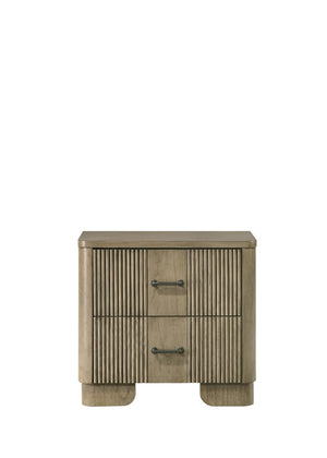English Elm Lakkari Antique Oak Two Drawer Nightstand with Dovetail Joinery and Felt Lined Storage B2756P493477