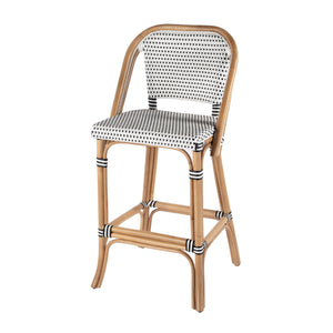 Butler Specialty Lila Rattan Bar Stool With Backrest And Footrest - Elegant Mediterranean Style For Home Or Patio Black,White Rattan,Polyurethane Synthetic (Pe) Rattan 3715295-butler