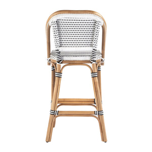 Butler Specialty Lila Rattan Bar Stool With Backrest And Footrest - Elegant Mediterranean Style For Home Or Patio Black,White Rattan,Polyurethane Synthetic (Pe) Rattan 3715295-butler