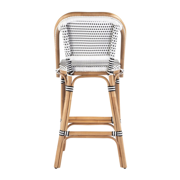Butler Specialty Lila Rattan Bar Stool With Backrest And Footrest - Elegant Mediterranean Style For Home Or Patio Black,White Rattan,Polyurethane Synthetic (Pe) Rattan 3715295-butler