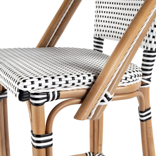 Butler Specialty Lila Rattan Bar Stool With Backrest And Footrest - Elegant Mediterranean Style For Home Or Patio Black,White Rattan,Polyurethane Synthetic (Pe) Rattan 3715295-butler