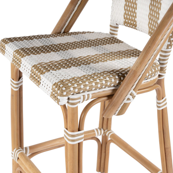 Butler Specialty Lila Rattan Bar Stool With Backrest And Footrest - Elegant Mediterranean Style For Home Or Patio Beige,White Rattan,Polyurethane Synthetic (Pe) Rattan 3715984-butler