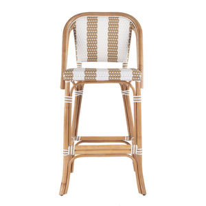 Butler Specialty Lila Rattan Bar Stool With Backrest And Footrest - Elegant Mediterranean Style For Home Or Patio Beige,White Rattan,Polyurethane Synthetic (Pe) Rattan 3715984-butler