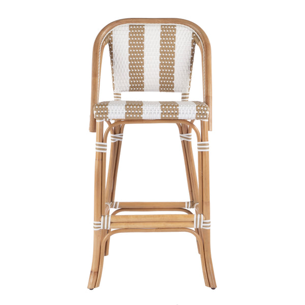 Butler Specialty Lila Rattan Bar Stool With Backrest And Footrest - Elegant Mediterranean Style For Home Or Patio Beige,White Rattan,Polyurethane Synthetic (Pe) Rattan 3715984-butler