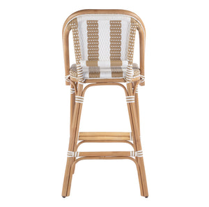Butler Specialty Lila Rattan Bar Stool With Backrest And Footrest - Elegant Mediterranean Style For Home Or Patio Beige,White Rattan,Polyurethane Synthetic (Pe) Rattan 3715984-butler