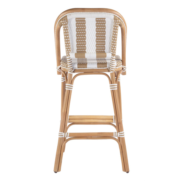 Butler Specialty Lila Rattan Bar Stool With Backrest And Footrest - Elegant Mediterranean Style For Home Or Patio Beige,White Rattan,Polyurethane Synthetic (Pe) Rattan 3715984-butler