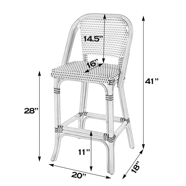 Butler Specialty Lila Rattan Bar Stool With Backrest And Footrest - Elegant Mediterranean Style For Home Or Patio Beige,White Rattan,Polyurethane Synthetic (Pe) Rattan 3715984-butler
