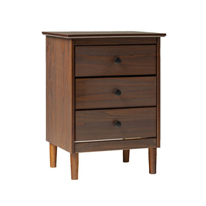 English Elm Walker Edison - Classic 3-Drawer Solid Wood Nightstand Walnut – Sustainable Pine, Deep Storage Drawers, Modern Style B185P168930