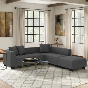 English Elm Marston Corduroy L-shape Sectional Sofa Deep Seating Six Seat Modern Living Room B127S00002