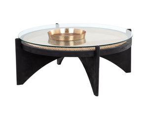 Sunpan ADORA Coffee Table - Artisan-Crafted Round Rattan & Mango Wood Centerpiece for Unique Living Spaces 110198