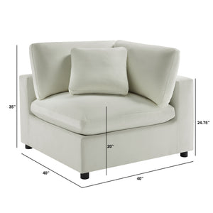 English Elm Caylie Modern Corner Wedge Chair with Plush Down-Blend Cushions, Durable Fabric & Solid Wood Frame Ivory B050P406805