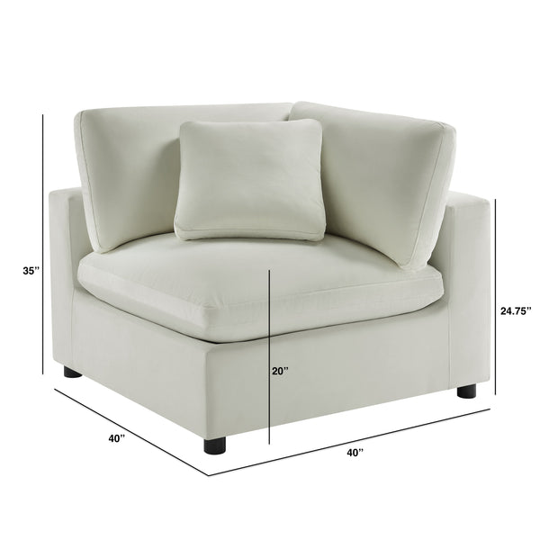 English Elm Caylie Modern Corner Wedge Chair with Plush Down-Blend Cushions, Durable Fabric & Solid Wood Frame Ivory B050P406805