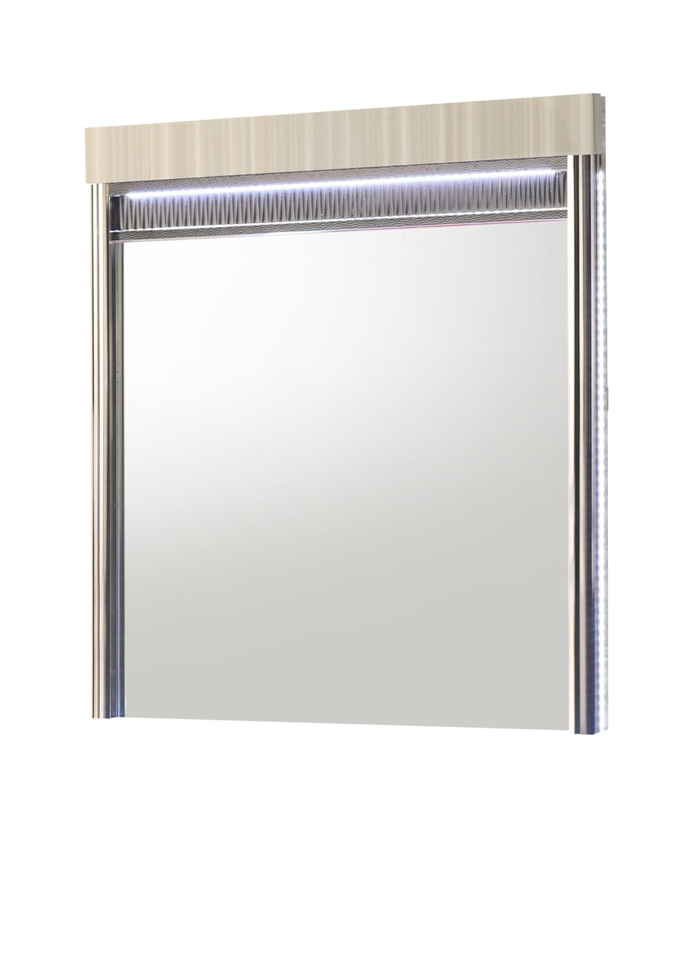 English Elm Leonor Gray Rectangular Wall Mirror with Built-in Led Frame for Modern Bedrooms B009P454943