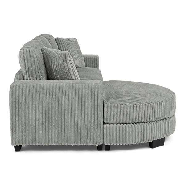 English Elm Corduroy L-Shaped Modular Sleeper Sectional Sofa With Versatile Footstool - Cozy Gray Comfort! W487S00344