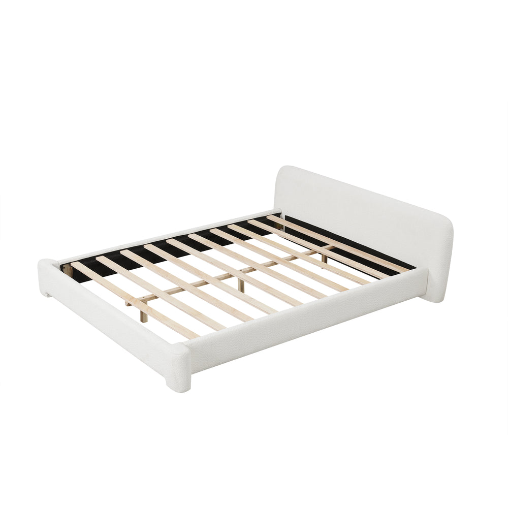 English Elm Christopher Knight Home® - [Cozy Cozy White Boucle Upholstered Bed - Elegant Minimalist King Bed For Modern Bedrooms & Easy Assembly N769P241263K