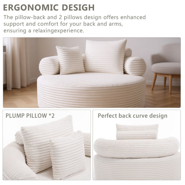 English Elm Round Cloud Sofa Bed with Memory Foam Fill Convertible Sectional for Living Spaces W3224P444275