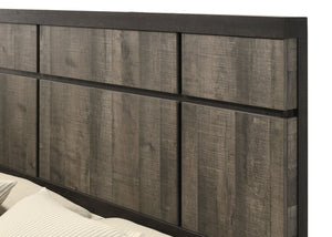 English Elm 1Pc Contemporary King Panel Bed - Gray-Ebony Finish, Minimalist Design, Simple Assembly & Versatile Style B2741S00403