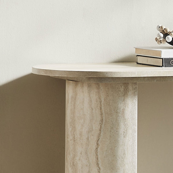 English Elm 55.12 Inch Faux Marble Mdf Console Table Slim Entryway Sofa Surface Modern Style W2582P385334