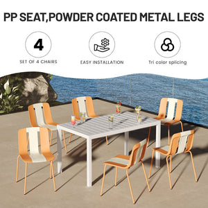 English Elm Holiday Stackable Polypropylene Side Chair Set of Four for Indoor Outdoor Dining Beige,Tropical Orange,White W3450P447383