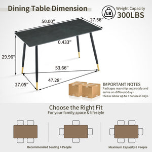English Elm Modern Sintered Stone Rectangular Dining Table with Metal Legs for Four Seats Dark Gray W3493S00014