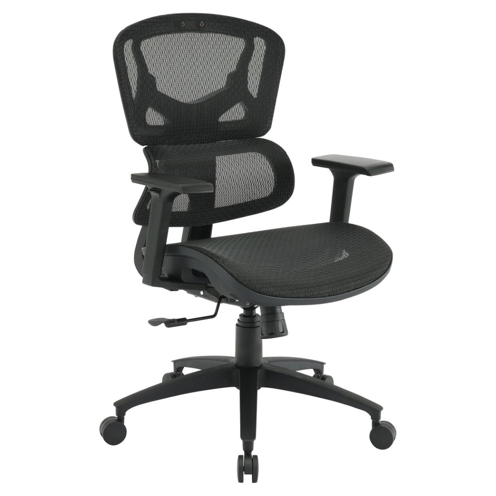OSP Home Furnishings Mesh Back Ergonomic Manager Chair with Lumbar Support and Adjustable Arms for Home Office EMM98958-3