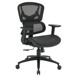 OSP Home Furnishings Mesh Back Ergonomic Manager Chair with Lumbar Support and Adjustable Arms for Home Office EMM98958-3