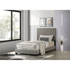 English Elm Efram Upholstered Twin Bed with Padded Headboard and Matte Black Wood Legs B062P441117
