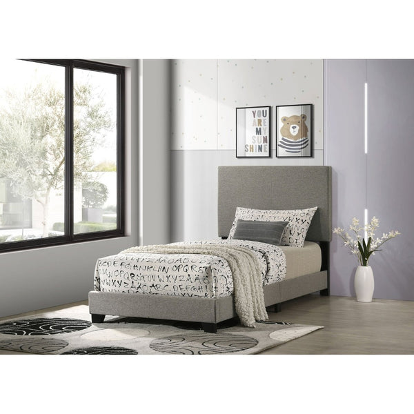English Elm Efram Upholstered Twin Bed with Padded Headboard and Matte Black Wood Legs B062P441117