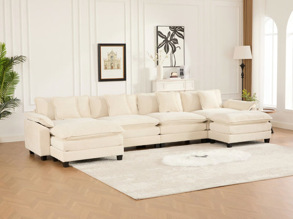 English Elm Wider 3-Seat Modern Sectional Sofa With Plush Double-Layer Cushions & Breathable Chenille Fabric W1143S00046-GIGA