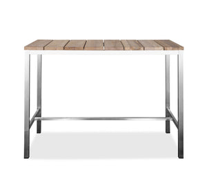 Homeroots 55" Wood Brown And Silver Solid Wood And Stainless Steel Dining Table   372053