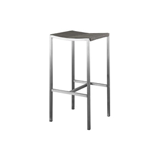 HomeRoots Set of Four Backless 28" Industrial Bar Chairs - Brown Iron Seats with Silver Steel Bases for Comfort 372056