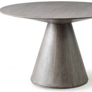 Homeroots 47" Gray Rounded Solid Wood Pedestal Base Dining Table   372066