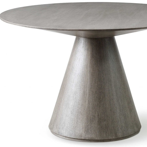 Homeroots 47" Gray Rounded Solid Wood Pedestal Base Dining Table   372066