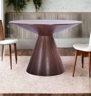 Homeroots 47" Brown Wood Pedestal Base Round Top Dining Table   372067