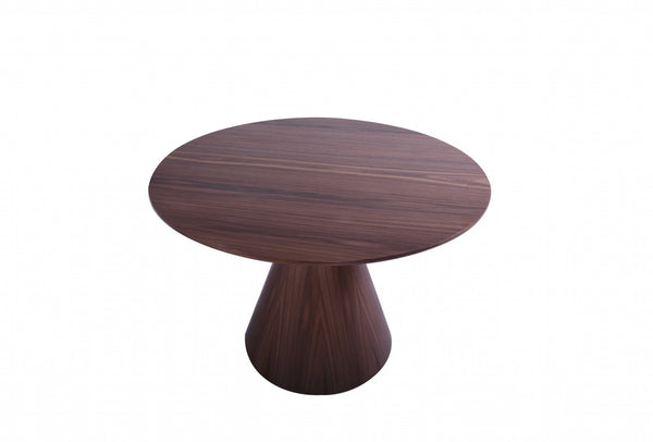 Homeroots 47" Brown Wood Pedestal Base Round Top Dining Table   372067