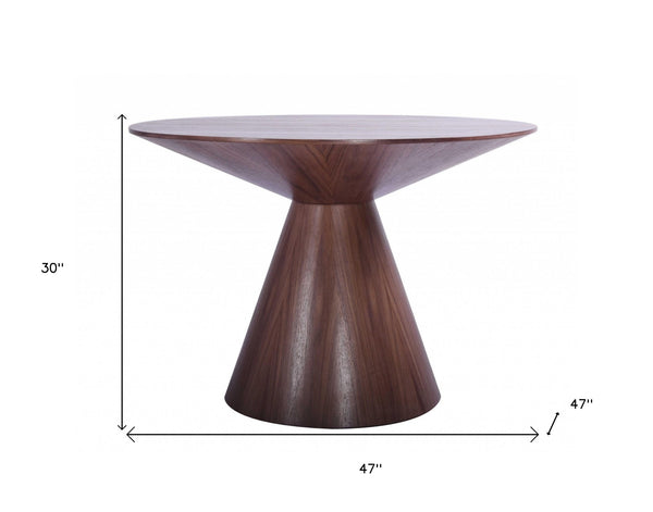 Homeroots 47" Brown Wood Pedestal Base Round Top Dining Table   372067