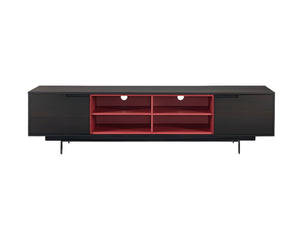 Homeroots 87" Black And Red Aluminum Enclosed And Open Storage Tv Stand  Aluminum 372071