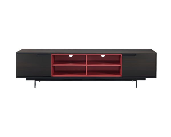 Homeroots 87" Black And Red Aluminum Enclosed And Open Storage Tv Stand  Aluminum 372071