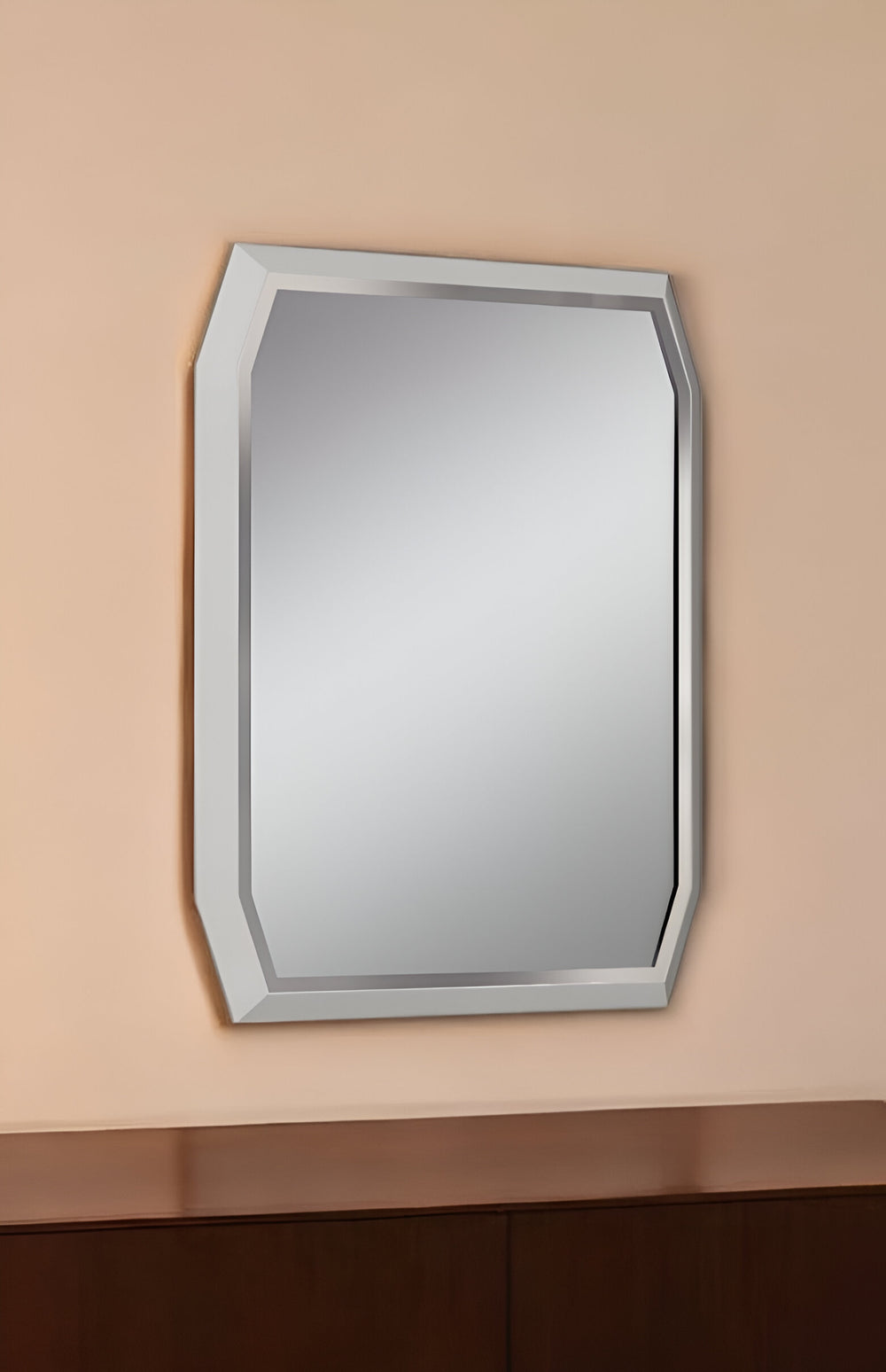 Homeroots 49" Taupe Abstract Glass Framed Accent Mirror  Wood,Manufactured 372077