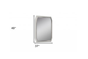 HomeRoots 49" Taupe Abstract Glass Framed Accent Mirror - Modern Elegance for Any Room with Stunning Depth 372077